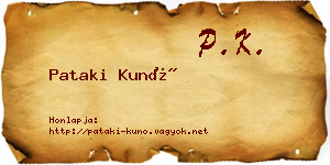 Pataki Kunó névjegykártya
